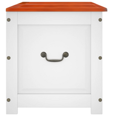 Storage Chest with Lid Brown and White Solid Wood Acacia - Durable and Versatile Storage Solution