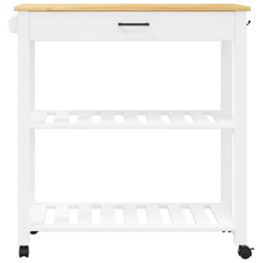 Kitchen Trolley - 84x40x90 cm | Solid Pine Wood Mobile Cart with Storage Drawers & Shelves | Rustic White & Honey Finish | Portable Organizer for Kitchen, Living Room, Bathroom