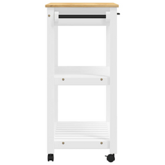 Kitchen Trolley - 84x40x90 cm | Solid Pine Wood Mobile Cart with Storage Drawers & Shelves | Rustic White & Honey Finish | Portable Organizer for Kitchen, Living Room, Bathroom