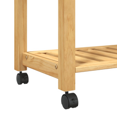 Kitchen Trolley | 84x40x90 cm | Solid Pine Wood | Mobile Storage Cart with Drawer, Shelves, Hooks, and Wheels