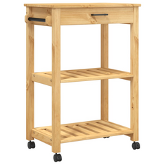 Solid Pine Wood Kitchen Trolley - 60x40x90 cm - Vintage Style with Ample Storage and Mobility