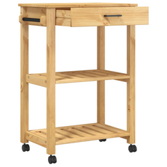 Solid Pine Wood Kitchen Trolley - 60x40x90 cm - Vintage Style with Ample Storage and Mobility