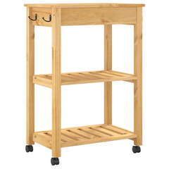 Solid Pine Wood Kitchen Trolley - 60x40x90 cm - Vintage Style with Ample Storage and Mobility