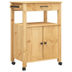 Kitchen Trolley 60x40x90 cm | Solid Pine Wood, Vintage Style, Ample Storage & Easy Mobility