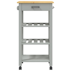 Solid Pine Wood Kitchen Trolley 48x40x90 cm - Rustic Storage Cart with Wheels and Shelves