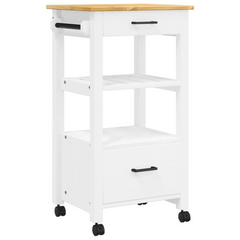 Kitchen Trolley | 48x40x90 cm | Solid Wood Pine | Multi-Functional Storage and Mobility | White and Honey Wax Finish