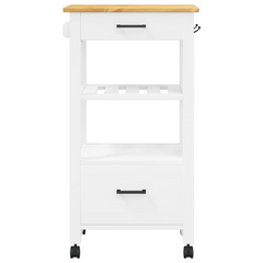 Kitchen Trolley | 48x40x90 cm | Solid Wood Pine | Multi-Functional Storage and Mobility | White and Honey Wax Finish