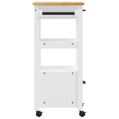 Kitchen Trolley | 48x40x90 cm | Solid Wood Pine | Multi-Functional Storage and Mobility | White and Honey Wax Finish