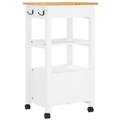 Kitchen Trolley | 48x40x90 cm | Solid Wood Pine | Multi-Functional Storage and Mobility | White and Honey Wax Finish