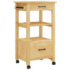 Kitchen Trolley - 48x40x90 cm - Solid Pine Wood - Stylish & Durable Rolling Cart for Kitchen Storage