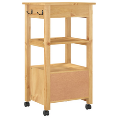 Kitchen Trolley - 48x40x90 cm - Solid Pine Wood - Stylish & Durable Rolling Cart for Kitchen Storage