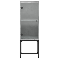 Side Cabinet with Glass Doors Concrete Grey 35x37x100 cm