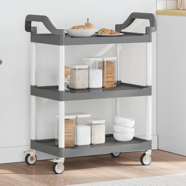 3-Tier Trolley Grey 81x41x92 cm Aluminium - Versatile & Durable Utility Cart