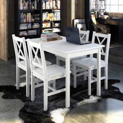 5 Piece Dining Set White - Elegant and Sturdy Furniture for Your Dining Room or Kitchen