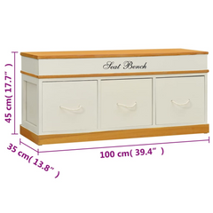 Storage Bench Solid Paulownia Wood 100 cm