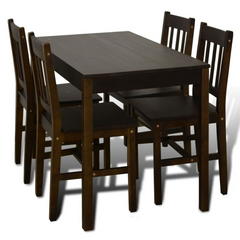 Dining Set 5 Pieces Pine Wood Brown - Elegant and Durable