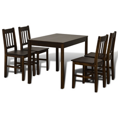 Dining Set 5 Pieces Pine Wood Brown - Elegant and Durable