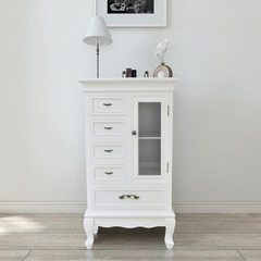 Cabinet with 5 Drawers 2 Shelves White