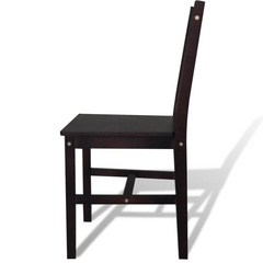 Dark Brown Pinewood Dining Chairs - Set of 4