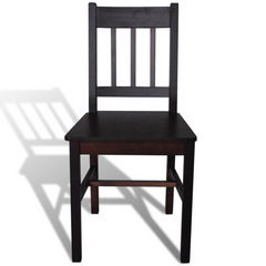 Dark Brown Pinewood Dining Chairs - Set of 4