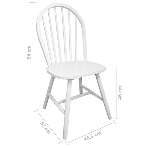 Dining Chairs Set of 2 - Classic White Solid Rubber Wood with Rustic Charm