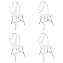 Dining Chairs 4 pcs - White Solid Rubber Wood | Rustic Charm & Durability