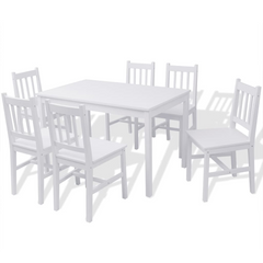 Seven Piece Dining Set Pinewood White - Elegant, Durable, and Easy to Assemble