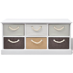 Storage Bench 6 Drawers Wood - Rustic Charm for Organized Living Spaces