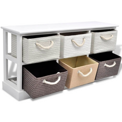 Storage Bench 6 Drawers Wood - Rustic Charm for Organized Living Spaces