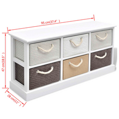 Storage Bench 6 Drawers Wood - Rustic Charm for Organized Living Spaces