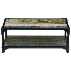 Coffee Table Solid Reclaimed Wood - Vintage Style, Handmade, Multicolour