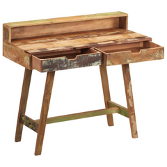 Solid Reclaimed Wood Desk - Vintage-Style, Handmade, Multicolour