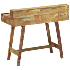 Solid Reclaimed Wood Desk - Vintage-Style, Handmade, Multicolour