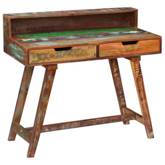 Solid Reclaimed Wood Desk - Vintage-Style, Handmade, Multicolour