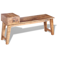 Bench with Drawer Solid Mango Wood 120x36x60 cm