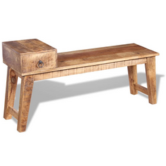 Bench with Drawer Solid Mango Wood 120x36x60 cm