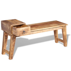 Bench with Drawer Solid Mango Wood 120x36x60 cm