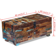 Coffee Table Box Chest Solid Reclaimed Wood 80x40x35 cm