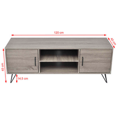 TV Cabinet 120x40x45 cm Grey - Modern Rustic Style, Plenty of Storage Space