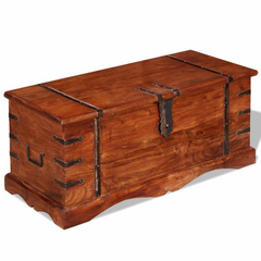 Solid Acacia Wood Storage Chest with Handles - Multi-functional Wooden Trunk for Home Décor & Storage