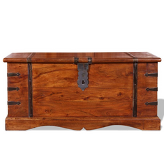 Solid Acacia Wood Storage Chest with Handles - Multi-functional Wooden Trunk for Home Décor & Storage