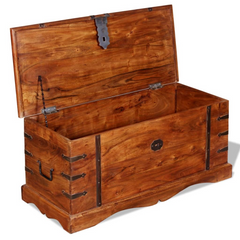 Solid Acacia Wood Storage Chest with Handles - Multi-functional Wooden Trunk for Home Décor & Storage