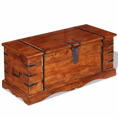 Solid Acacia Wood Storage Chest with Handles - Multi-functional Wooden Trunk for Home Décor & Storage