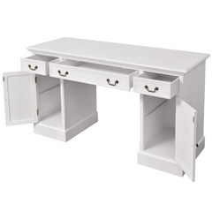 Elegant Double Pedestal Desk, White 140x48x80 cm - Stylish & Functional Workstation