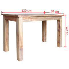 Solid Mahogany Wood Dining Table 120x60x77 cm - Rustic Charm & Durability