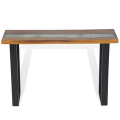 Console Table Teak 100x35x75 cm - Industrial Design, Solid Teak, Mahogany Legs