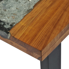 Console Table Teak 100x35x75 cm - Industrial Design, Solid Teak, Mahogany Legs