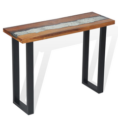 Console Table Teak 100x35x75 cm - Industrial Design, Solid Teak, Mahogany Legs