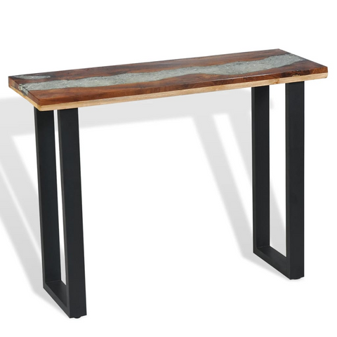 Console Table Teak 100x35x75 cm - Industrial Design, Solid Teak, Mahogany Legs