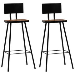 3-Piece Bar Set in Solid Reclaimed Wood – Industrial Style with Steel Frame, Including 1 Bar Table and 2 Bar Chairs